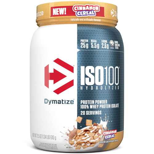 Dymatize ISO100 Hydrolyzed Protein Powder 100% Whey Isolate Cinnamon Cereal 20 Servings Gluten-Free